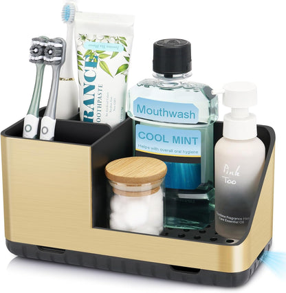 Toothbrush Holders for Bathroom Counter Organizer and Storage (White) | Easy To Clean, Drainage, Non-Slip, Detachable, Kids Electric Toothbrush and Toothpaste Holder for Bathroom
