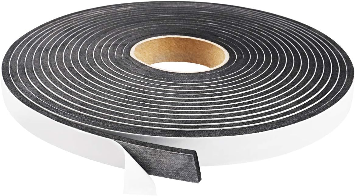 2 Rolls Foam Seal Tape for Door Window Insulation, Soundproof and Shockproof Foam Adhensive Strip, 3/8" Wx3/16 T Single Sided Foam Tape, Cold Air and Draft Closed Cell Seal Strip,Total 32FT