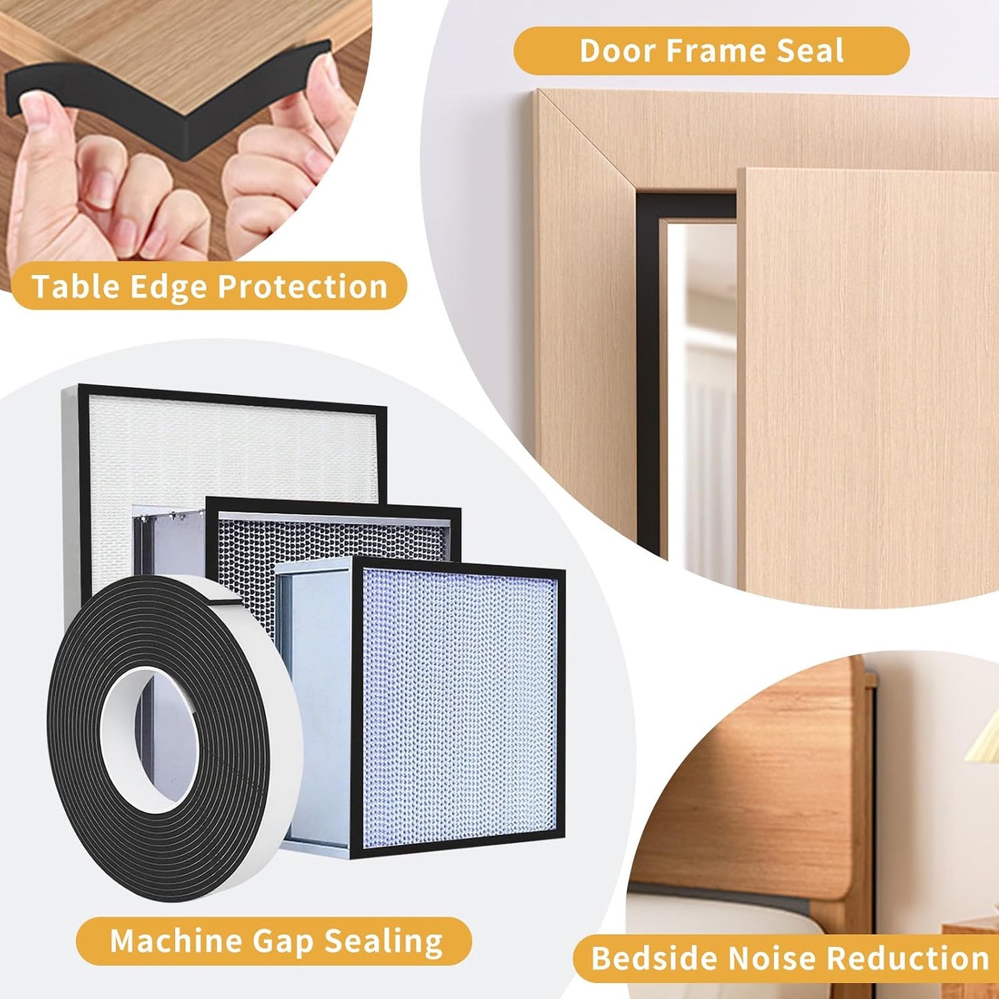 1 in Wide x 1/8 in Thick x 33FT Foam Weather Stripping Door Seal,Window Sealing Tape，Single-Sided Self-Adhesive Insulation Sealing Strip White