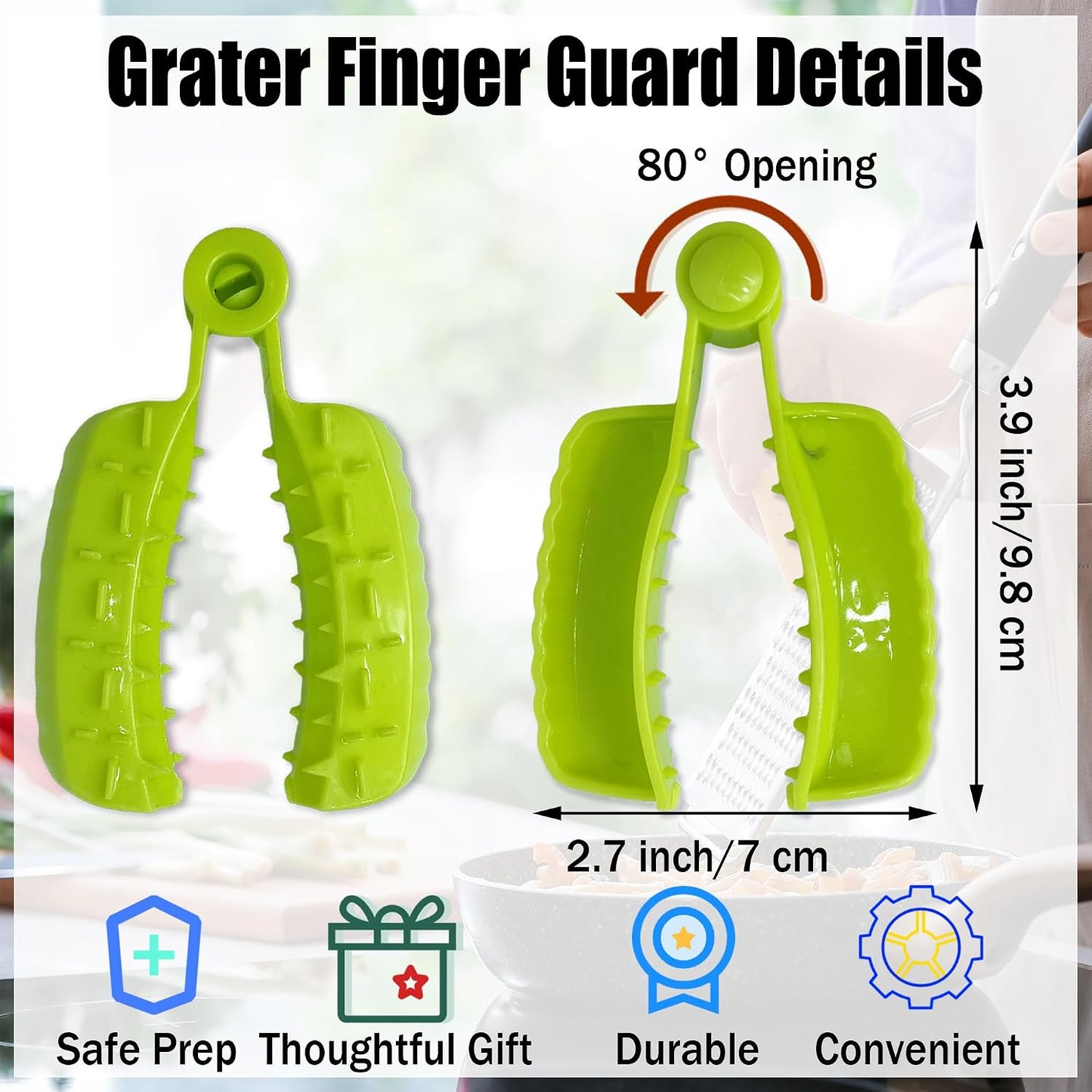 Finger Protector for Cutting Food - 2pcs Finger Guards for Zester Cheese Grater Kitchen Hand Guards for Cutting Vegetables, Ginger, Garlic, Lemon