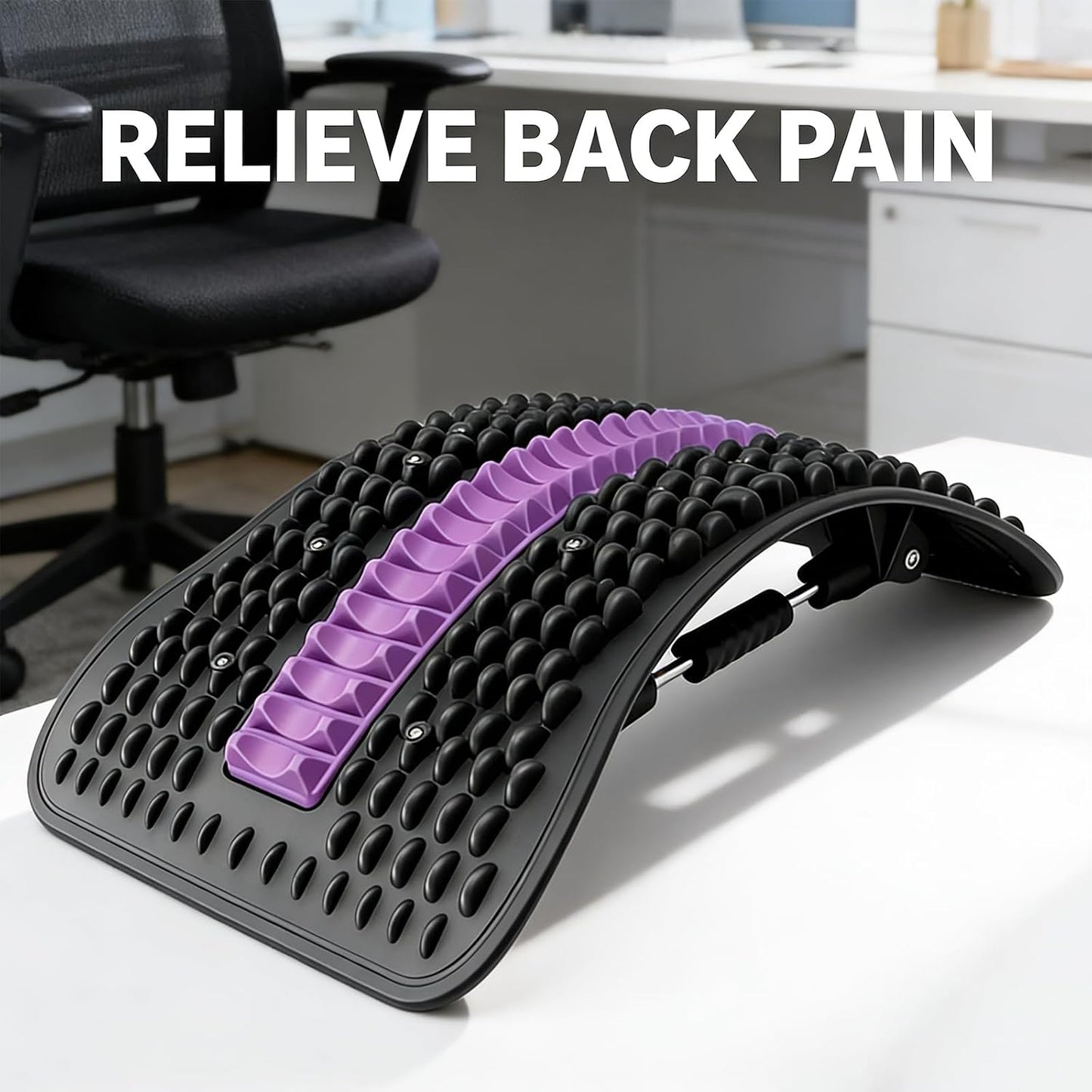 Adjustable Back Stretcher for Lower Back Stretching,Manual Spinal Decompression Board for Daily Use,Portable Lumbar Stretch Tool for Home Office & Travel.