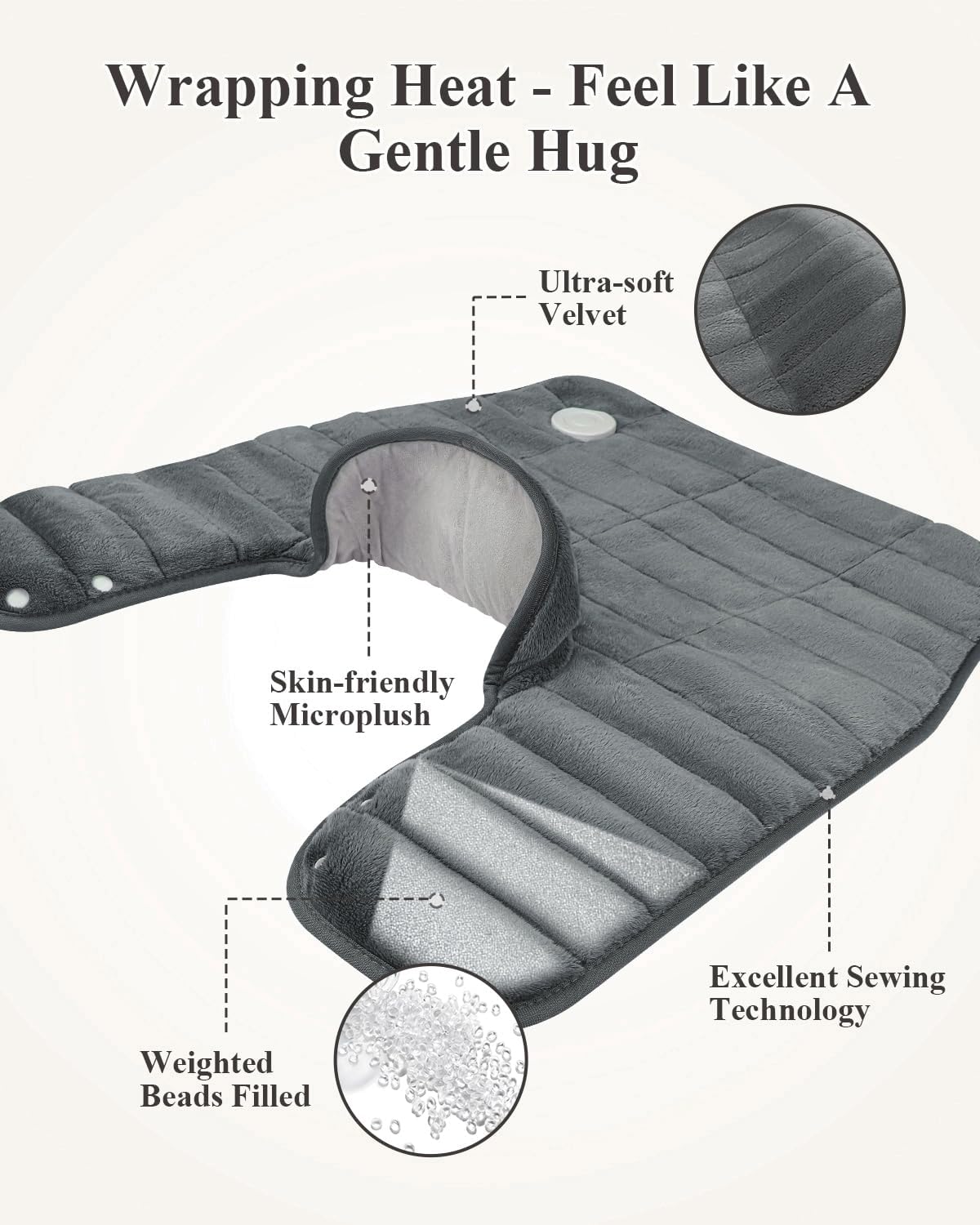 Heating Pad for Neck and Shoulders and Back Weighted,24x23In,Silver Grey | Electric Heated Wrap for Daily Relaxation, 6 Heat Settings, 4 Auto-Off Timers, Large Heat Pad for Women Men,Birthday Gift
