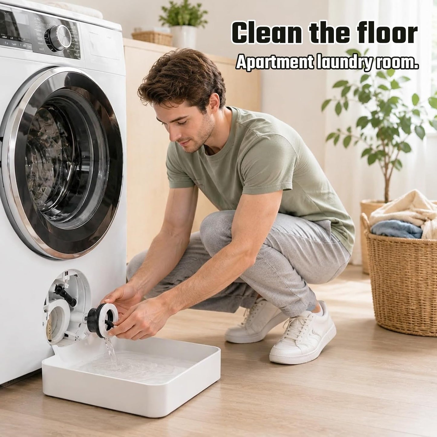 Universal Front-Load Washing Machine Drain Pan, Washing Machine Drain Tray, Leak-Proof Water Catch Drainage Tray, Easy Installation for Basements, Apartments, Mobile Homes (1Pc)