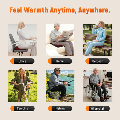 USB Heated Seat Cushion - 5V Portable Stadium Chair Heating Pad with 5 Heat Setting & 4H Timer - Light&Foldable for Travel Warmth-Universal Outdoors Seat Warmer for Office,Home,Bleachers