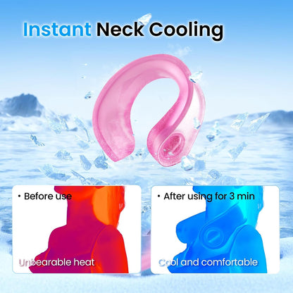 Neck Cooler for Hot Weather, Reusable Wearable Ice Water Neck Wrap with Wide Mouth for Ice Cubes, U-Shaped Cooling Neck Pack for Summer Heat, Outdoor Work, Sports, Travel & Hot Flashes, Blue
