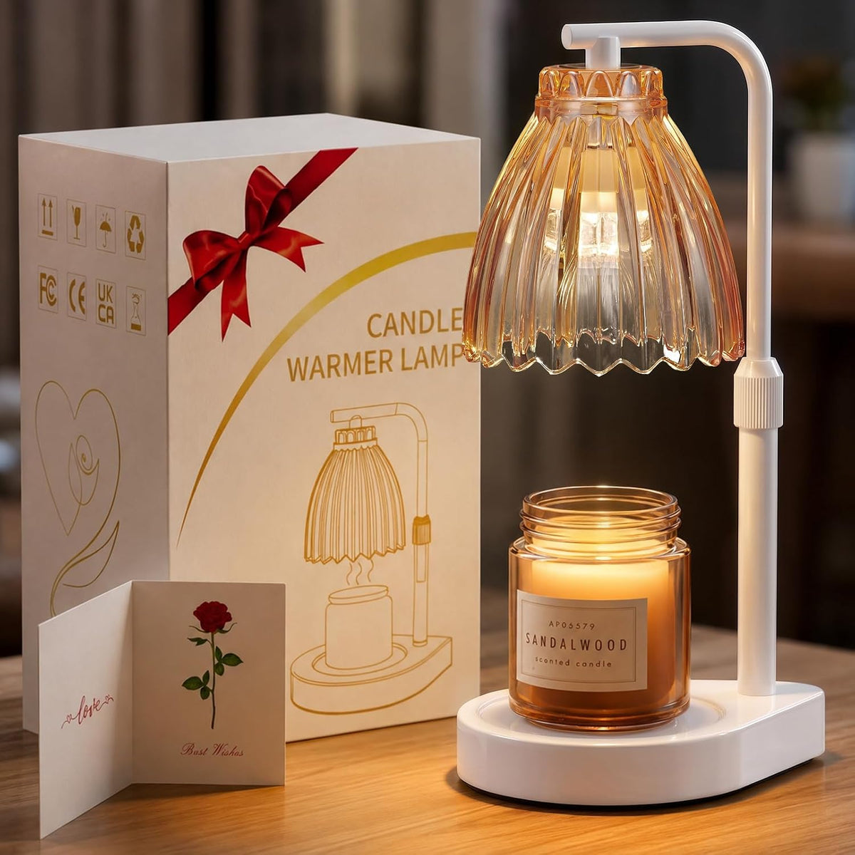 Gifts for Women, Candle Warmer Lamp with Adjustable Height, Timer & Dimmer, Birthday Gifts for Women, Elegant Gift Box & Greeting Card, Candle Lamp with 2 Bulbs for Home Decor/Bedroom/Office