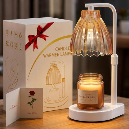 Gifts for Women, Candle Warmer Lamp with Adjustable Height, Timer & Dimmer, Birthday Gifts for Women, Elegant Gift Box & Greeting Card, Candle Lamp with 2 Bulbs for Home Decor/Bedroom/Office