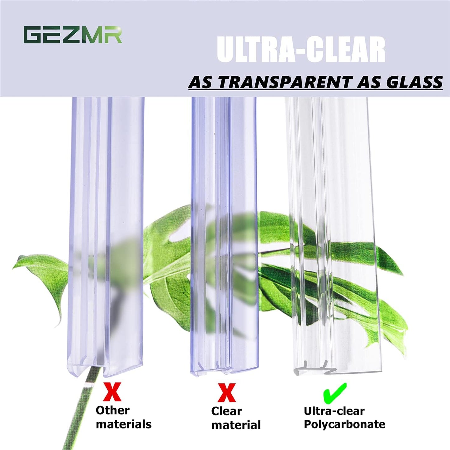 2-Pack Frameless Shower Door Bottom Seal (1/4'' X 39'') Clear Glass Shower Door Sweep Strip can Covers up to 23mm Gap - Stop Leaks
