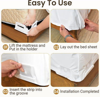 INSMART Sheet Holders - Bed Sheet Holder for Corners&Sides, Strong Elastic Sheet Straps/Grippers. Keep Sheets Firm&Tightt, No More Loose Sheets, Universal Fit and Easy Installation