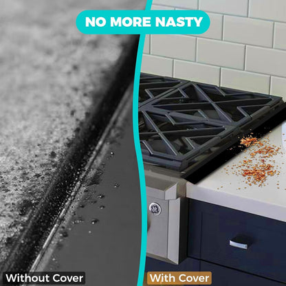 Stove Gap Covers Stainless Steel, 2 Pack Stove Gap Filler Easy Retractable Length 13.8" to 27.5", Width 0.79" Stove Gap Guards Range Trim Kit, Heat Resistant Guard Between Stove Top & Counter
