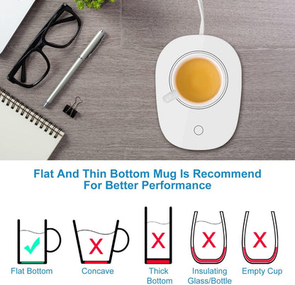Coffee Mug Warmer, Mug Warmer with Auto Shut Off, Heated Coffee Mug for Desk Office Home, Electric Beverage Warmer for Coffee, Tea, Milk
