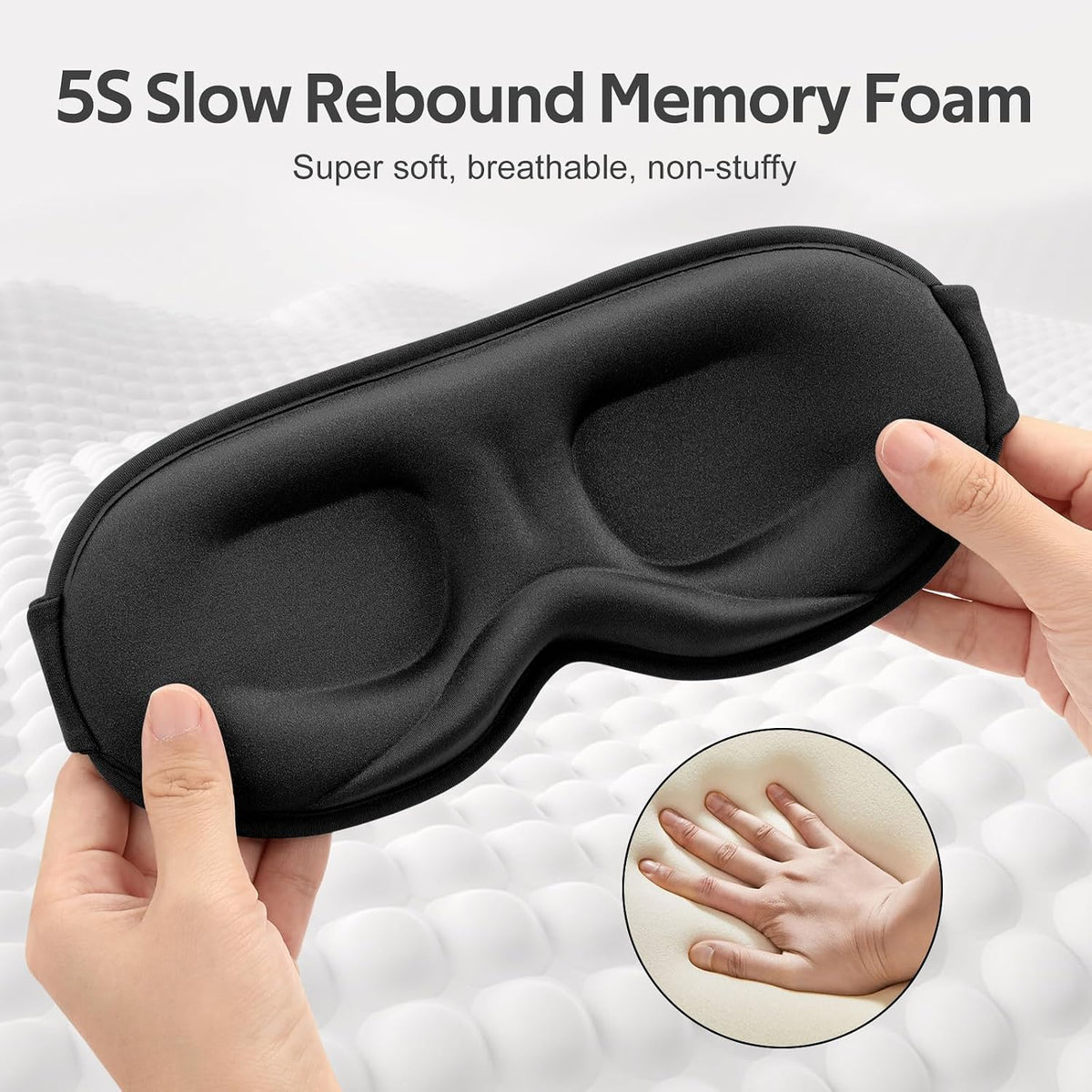Vynix® Sleep Mask for Men Women - 100% Blackout Eye Masks for Sleep - 3D Soft Sleeping Mask for Side Sleepers - Zero Pressure Lash Extensions Eye Cover Shade for Airplane Travel Essentials, Black