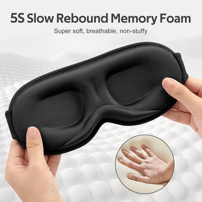 Vynix® Sleep Mask for Men Women - 100% Blackout Eye Masks for Sleep - 3D Soft Sleeping Mask for Side Sleepers - Zero Pressure Lash Extensions Eye Cover Shade for Airplane Travel Essentials, Black