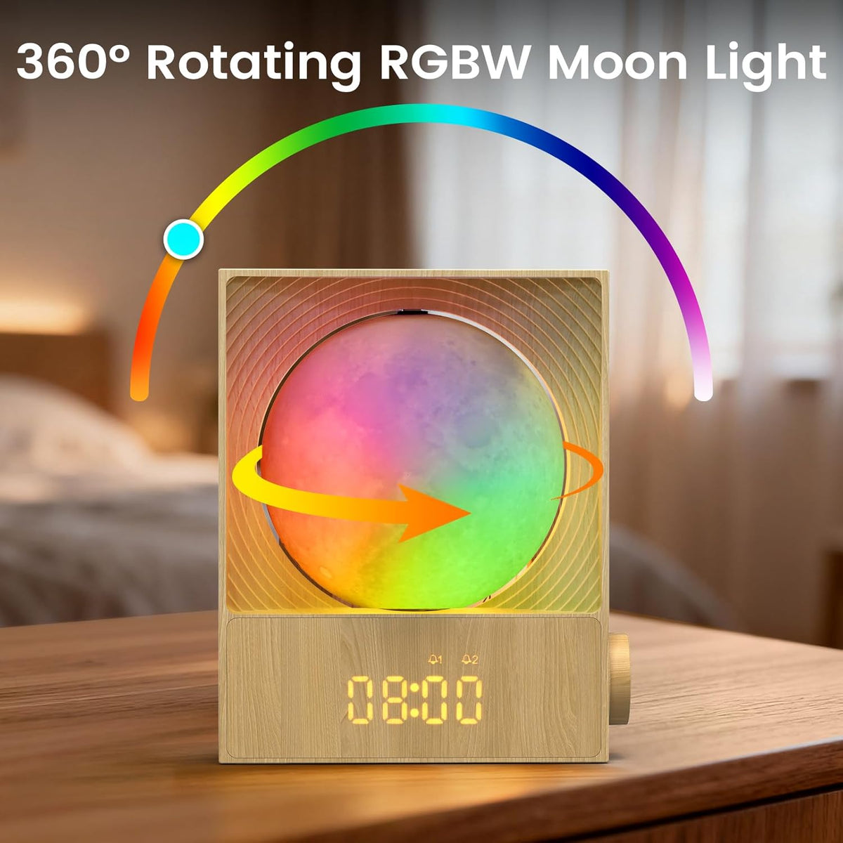 Sunrise Alarm Clock, White Noise Machine, Wood Grain