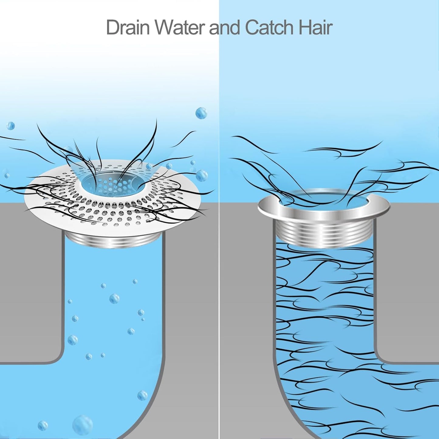 LEKEYE Drain Hair Catcher/Bathtub Shower Drain Hair Trap/Strainer Stainless Steel Drain Protector(Patented Product) | Stainless Steel