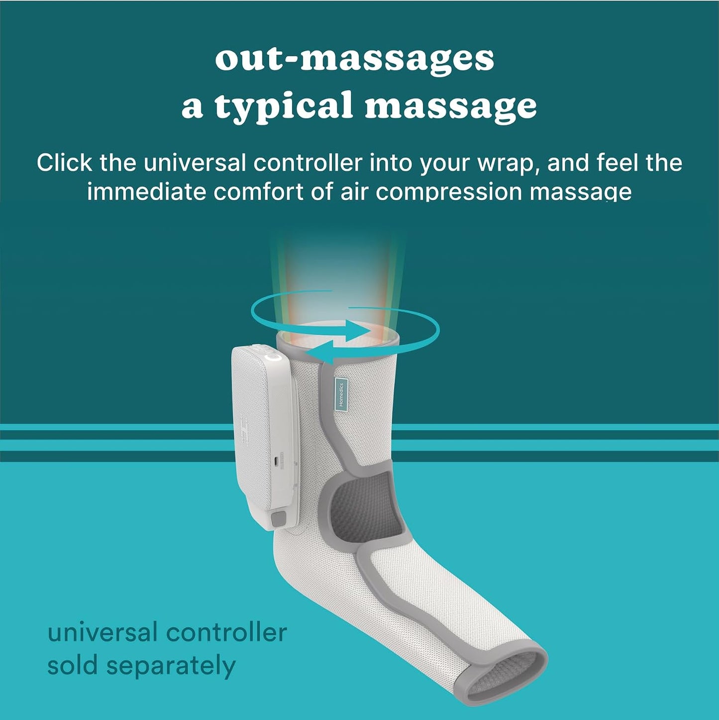 HoMedics Modulair Compression Calf Wrap Massager – Overlapped Compression Therapy with 4 Programs, Adjustable Intensity, Heat Settings, (Battery Sold Separately)