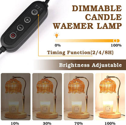 Funistree Flower Candle Warmer Lamp with Timer, Dimmable Candle Lamp Warmer, Christmas Birthday Gifts for Women Mom Her, Housewarming Home Decor, Lotus Wax Warmer for Yankee Candles - Lily Amber