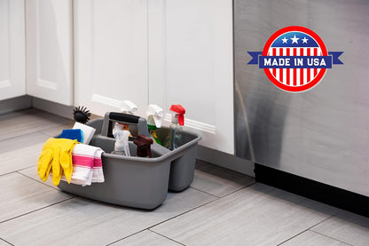 Mighty Tuff Rough and Rugged All-Purpose Cleaning Caddy, Grey/Black 2 Count (CD0170) | Durable organizer for carrying cleaning supplies, tools, and household essentials with a rugged, easy-grip design.