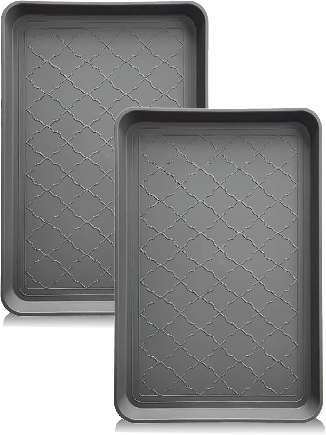PetLike Boot Tray for Entryway Indoor, Pet Food Mat, 23 x 15.5 inch 2 Packs, Waterproof Rubber Shoe Tray for Indoor and Outdoor, Multi-Purpose Trays for Boots, Shoes, Pets, Garden