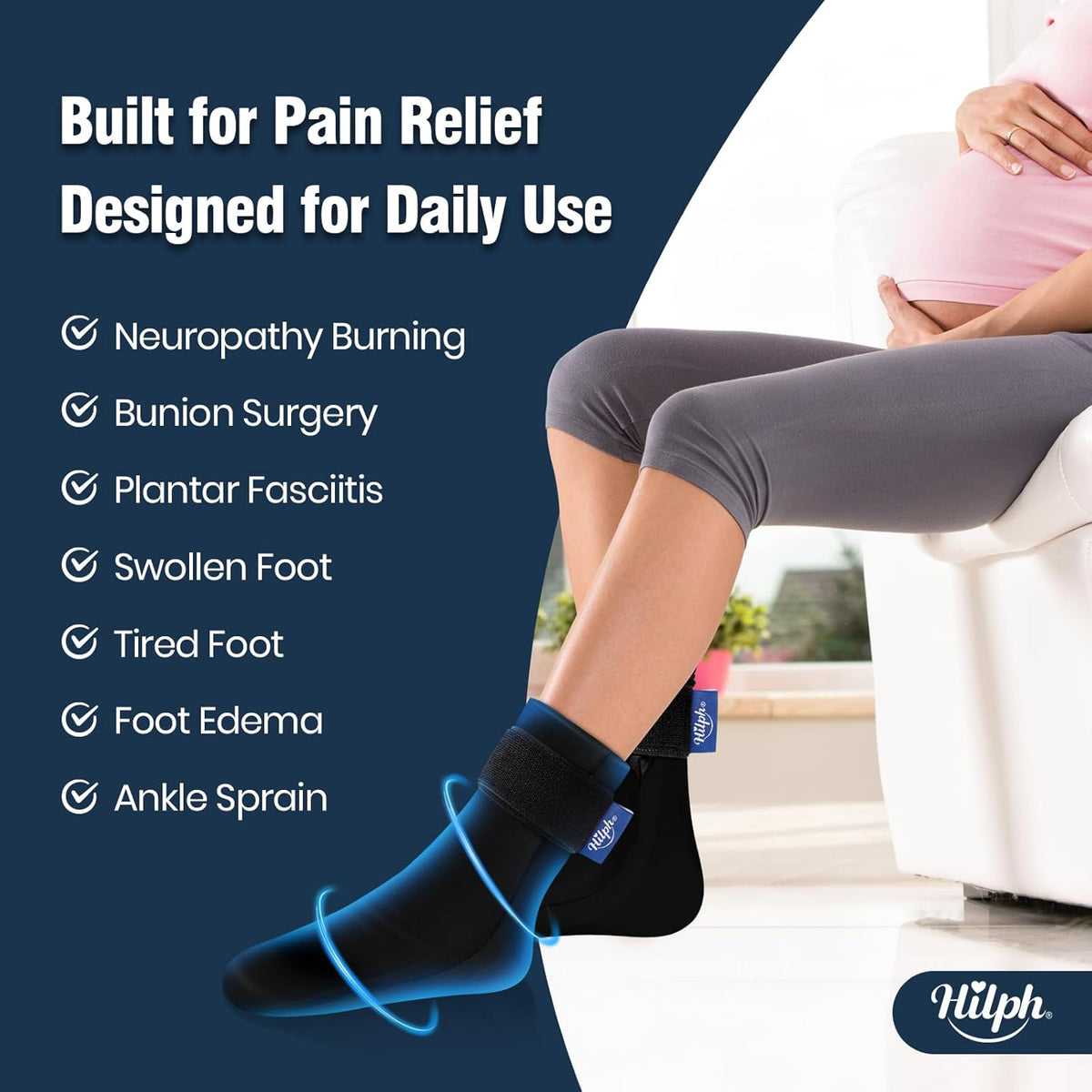 Hilph Ice Pack Sock for Full Foot Pain Relief, Hot Cold Therapy Sock