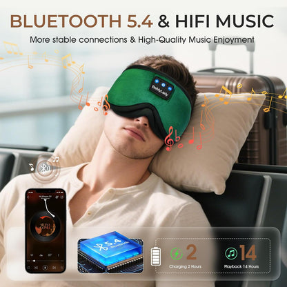 Bamboo Cotton Sleep Mask with Bluetooth Headphones, 100% Blackout, Grey