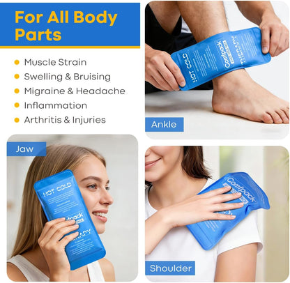 Comfpack Soft Ice Packs for Injuries Reusable, Double Side Hot Cold Therapy