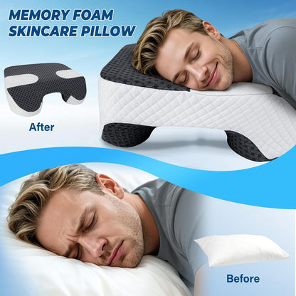 SAHEYER Side Sleeper Pillow with Arm Holes, 2 in 1 Shoulder Relief System for Rotator Cuff Pain, Memory Foam Pillow for Adults with 3 Arm Place Hole - for Side, Back and Stomach, Black
