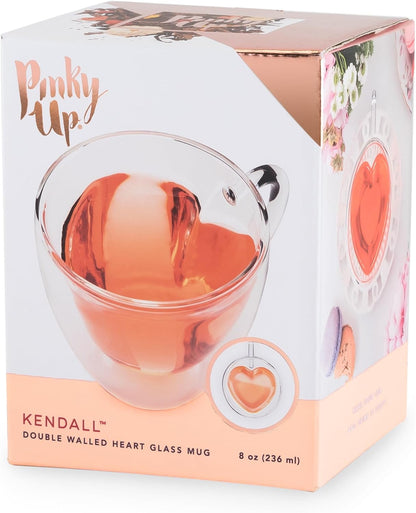 Pinky Up Blake Tea Infuser Mug with Lid, Glass Cups for Loose Leaf or Flowering Teas, Travel Mugs, Home Office, Picnic, Camping, 12 oz Set of 1, Clear