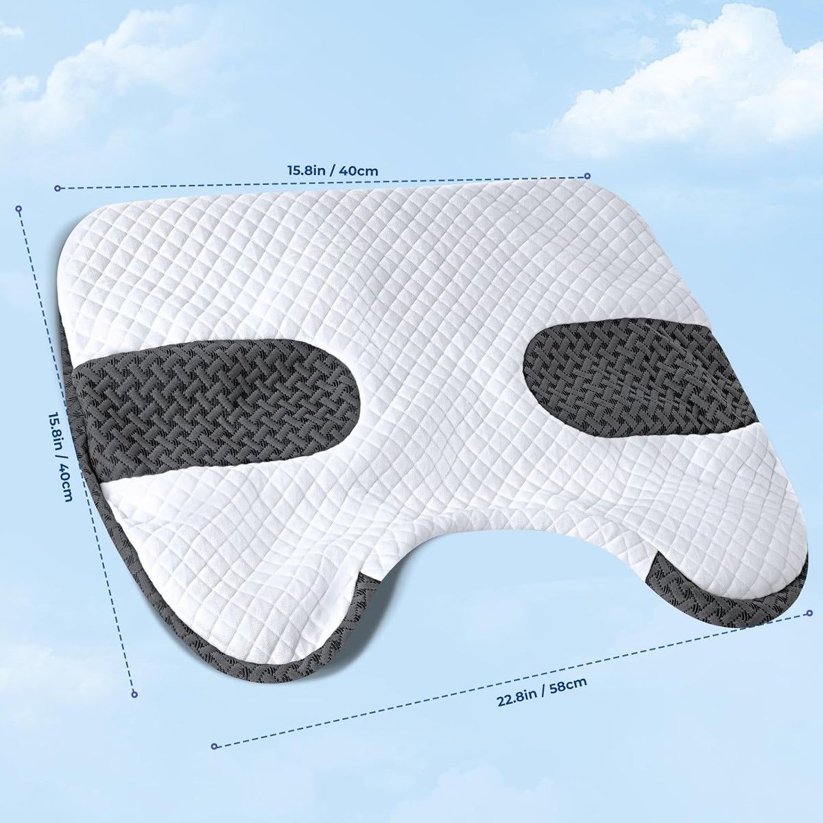 SAHEYER Side Sleeper Pillow with Arm Holes, 2 in 1 Shoulder Relief System for Rotator Cuff Pain, Memory Foam Pillow for Adults with 3 Arm Place Hole - for Side, Back and Stomach, Black