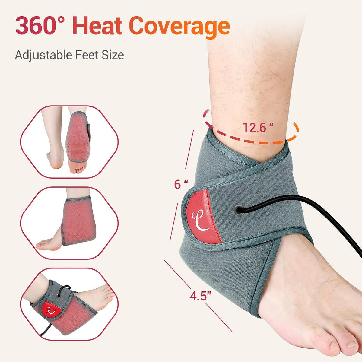 Comfytemp USB Wearable Heating Pad for Ankle and Feet for Sprained Ankle