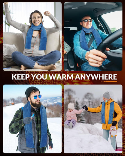 Electric Heated Scarf Pad Cordless 63'' Length Heating Soft Warmer with 10000mAh Rechargeable USB Power Bank, Adjustable 3 Heat Settings, Portable Wrap for Neck Brace and Shoulder, Black