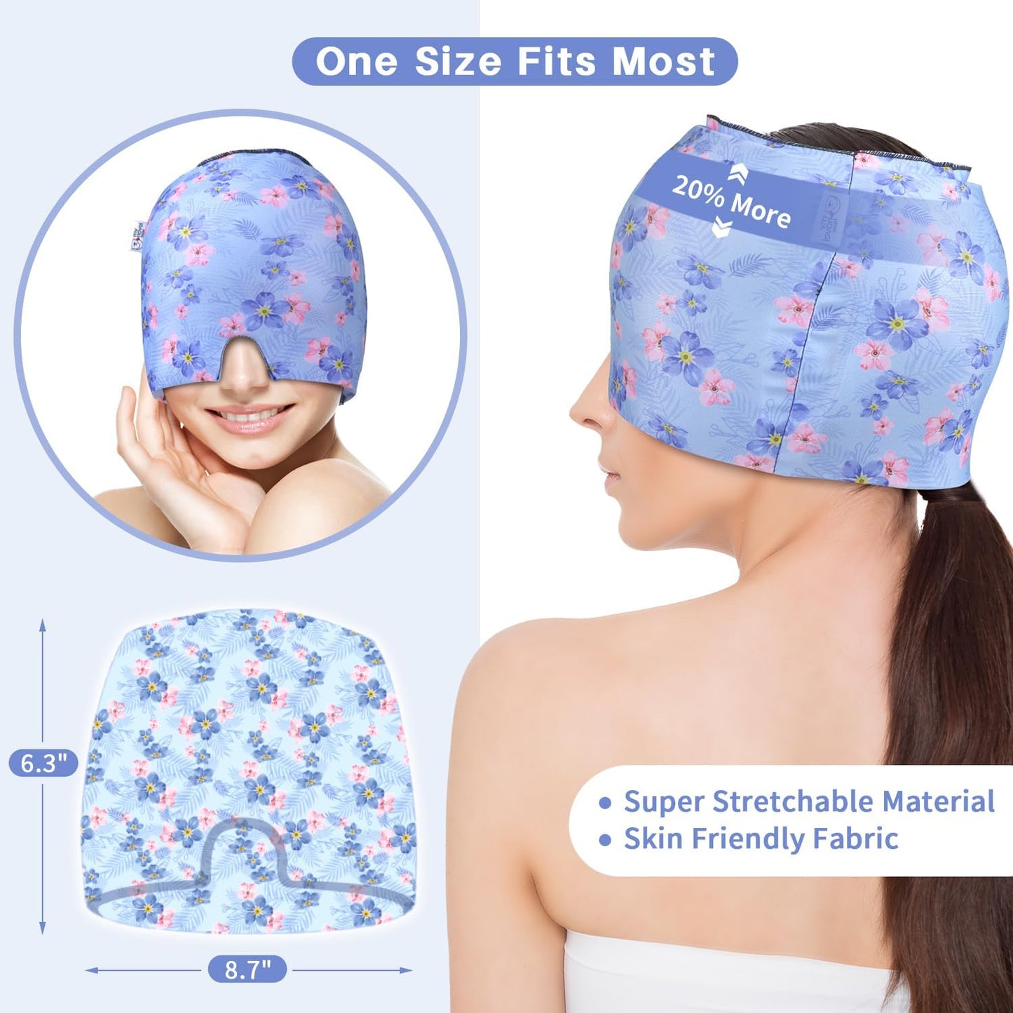 my novel things Migraine Relief Cap, Gel Cooling 2 Pack Set, Headache Relief with Hot/Cold Ice Cap, Instant Headache Relief, Reusable Ice Pack for Stress Sinus Relief Migraine Mask Gift for Women Man