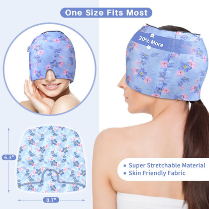 my novel things Migraine Relief Cap, Gel Cooling 2 Pack Set, Headache Relief with Hot/Cold Ice Cap, Instant Headache Relief, Reusable Ice Pack for Stress Sinus Relief Migraine Mask Gift for Women Man