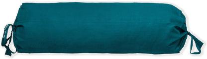 Saffron HANDICRAFTS Cotton 240TC - Bolster Cover Full Round Removable Cover for Neck Roll, Leg Rest,Yoga Practice, Meditation, Bed Sofa Couch (Teal Blue, 8"x24"(20 cm x 60 cm))