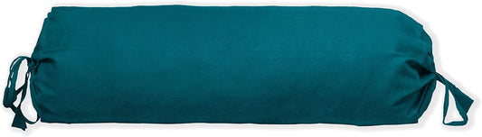 Saffron HANDICRAFTS Cotton 240TC - Bolster Cover Full Round Removable Cover for Neck Roll, Leg Rest,Yoga Practice, Meditation, Bed Sofa Couch (Teal Blue, 8"x24"(20 cm x 60 cm))