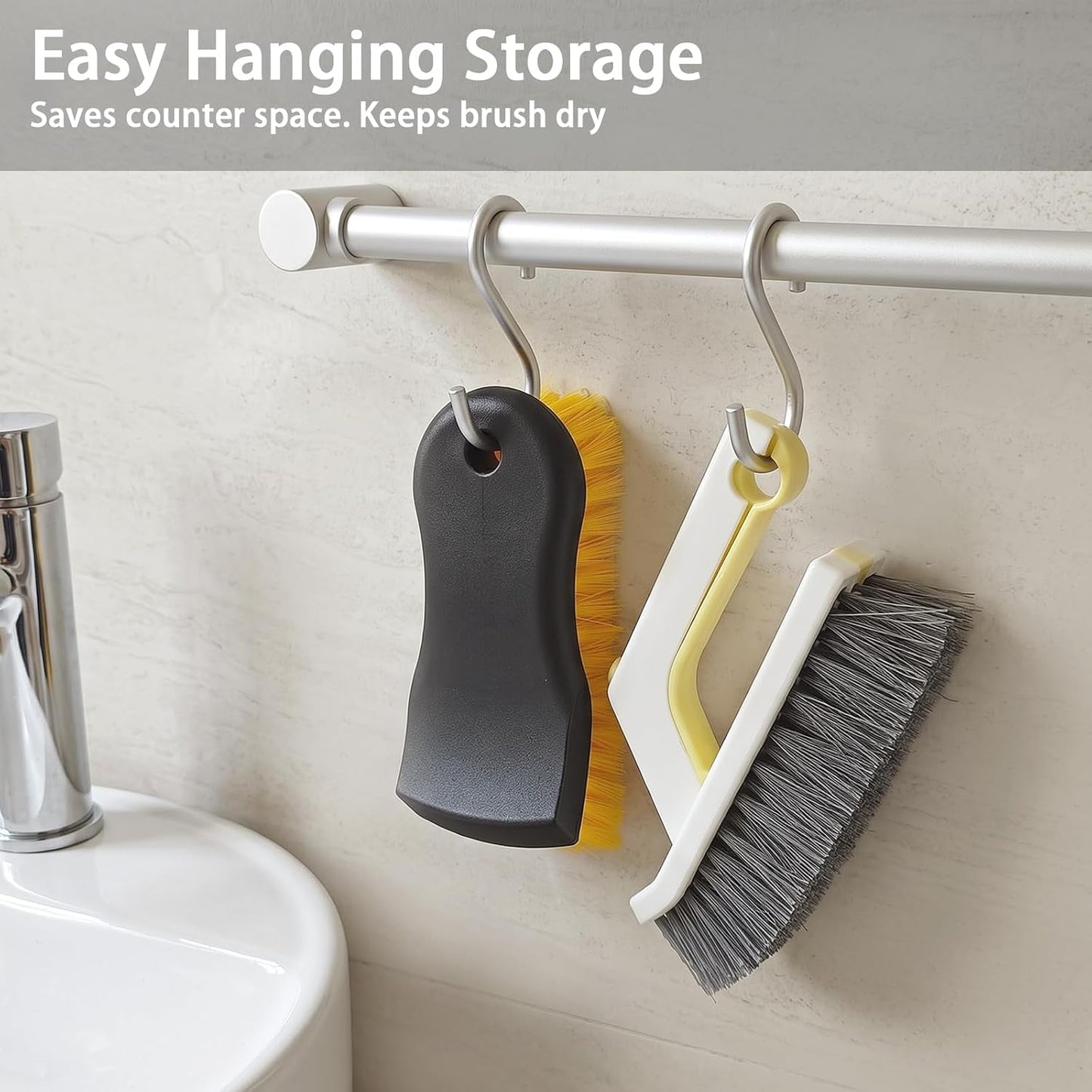 Heavy-Duty Scrub Brush & 2-in-1 Grout Cleaner Brush-2pcs | Scrub Brushes for Cleaning Tile, Floor, Bathtub, Carpet, Sink. Ideal for Kitchen, Bathroom, Shower