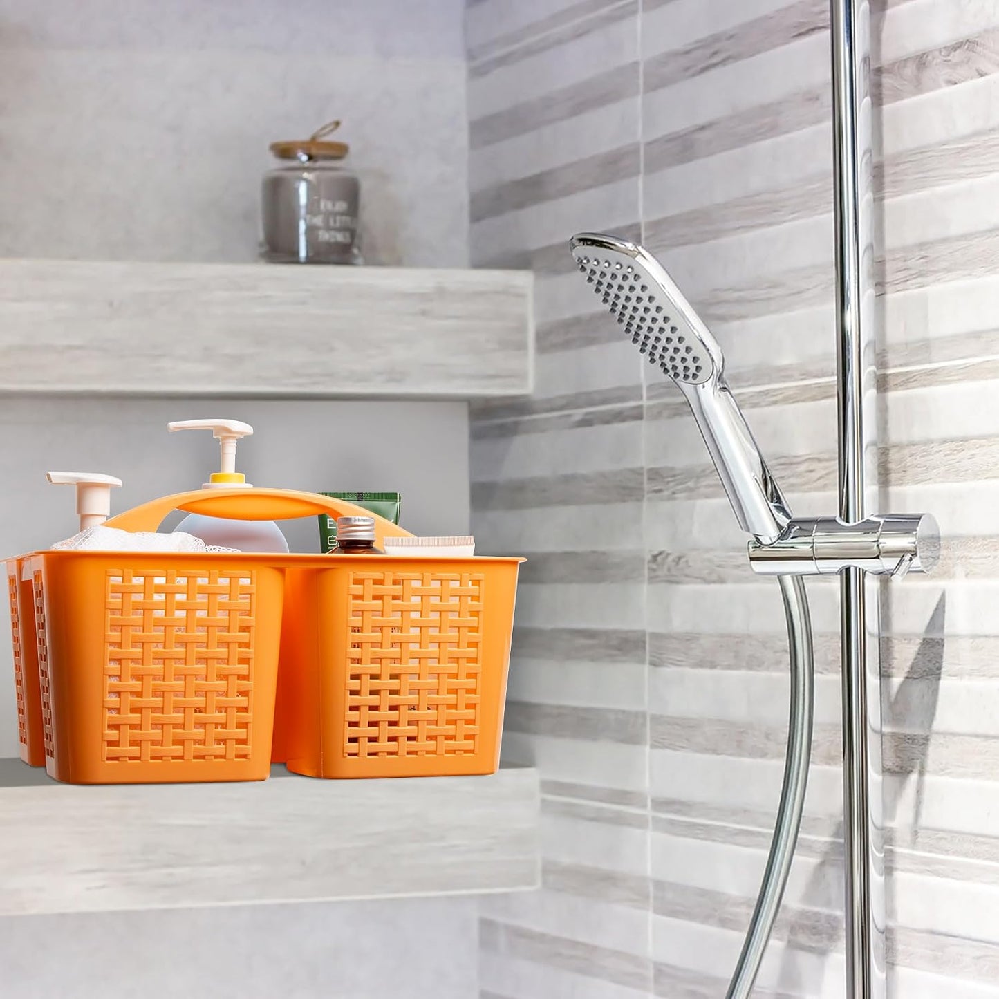 Tiawudi Portable Shower Caddy, Caddy Organizer with Handle, Plastic Shower Basket Hold Soap, Shampoo, Hair Supplies and Beauty Products, Cleaning Supplies Organizer for Home, Dorm, Shelf and Cabinet
