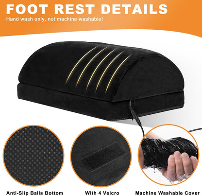 HAMOPY Heated Foot Rest for Under Desk with Pad Pocket, 3 Levels Temp Adjustable Controller & Washable Heated Footrest, Warm Foot Pocket for Office, Gaming, Ergonomic Design for Back Pain Relief