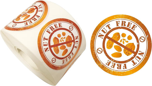Nut Free Stickers Food Allergy Rotation Labels 1.5 Inch Round Circle Dots 500 Adhesive Stickers
