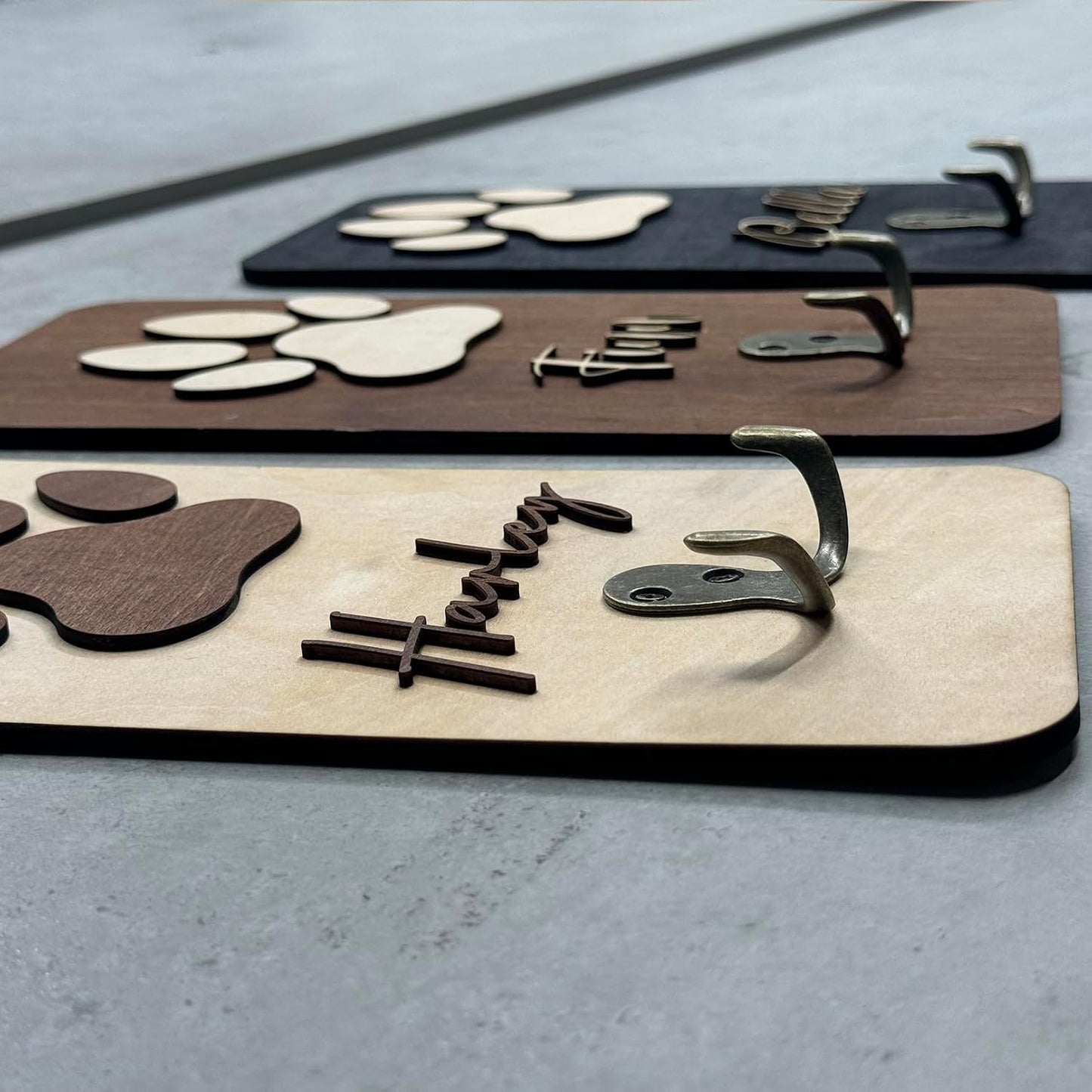 Dog Leash Holder Wall Mount, Pet Harness Hanger with Scrabble Letters, Dog Collar Organizer for Entryway, Memorial Cat Leash Holder for Wall, Pet Loss Gifts, Keepsake, Home Decor PF212-NAT
