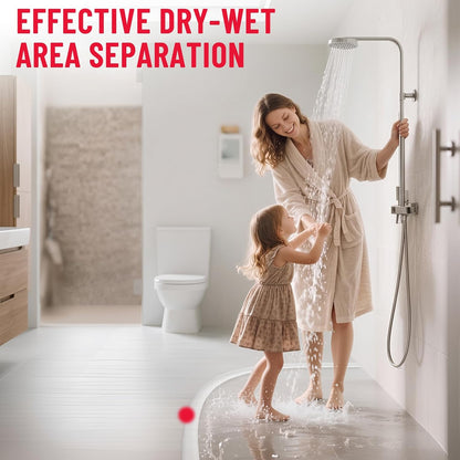 Shower Threshold Water Dam Guard - Self-Adhesive Silicone Waterproof Barrier, Leak-Proof, Flexible, Easy Installation, Customizable Length for Showers, Bathtubs, Sinks, and Countertops by Hzetuu