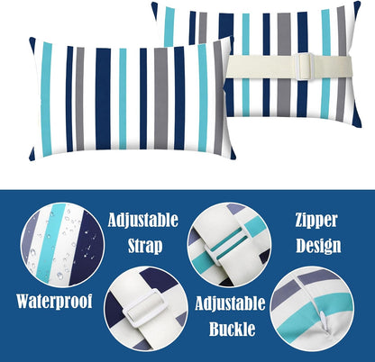 Chaise Lounge Head Pillow Oudoor Patio Pillow with Elastic Strap