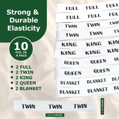 ECOHomes Bed Sheet Organizer Label Bands (King 4PCs Pack, Cream) | Storage Size Label Bands, Bed Sheets Set Organizers, Linen Closet Organization, Elastic Bedding Band, for Organizing Bedsheet