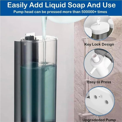 Wall Mounted Hand Soap Dispenser, 1 Chamber, 10oz/300ml Single Black Shampoo and Conditioner Dispenser, Bathroom Shower Dispenser Gel Container Dispenser and Organizer for Bathroom Kitchen Hotel