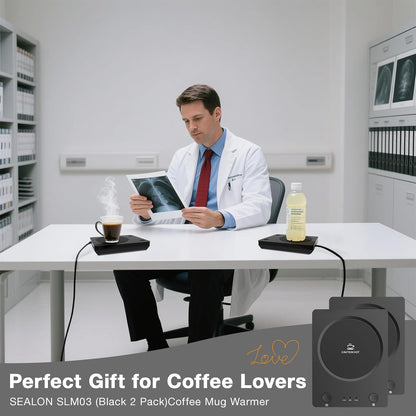 SEALON SLM03 Electric Coffee Mug Warmer - 3-Temperature Desk Cup Warmer with Auto Shut-Off (4 Hours) for Heating Coffee, Tea, Milk & Beverages