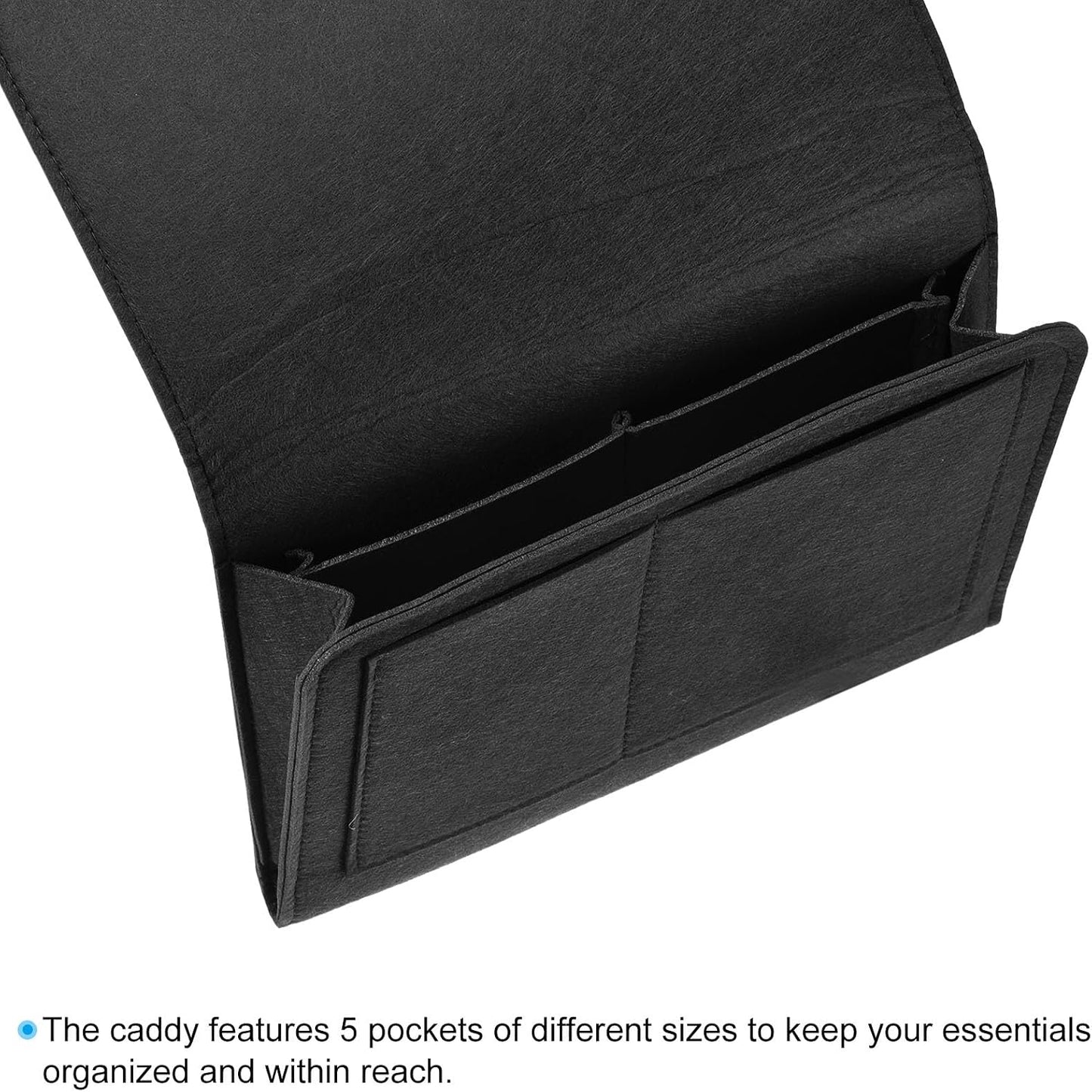 PATIKIL 11in Bedside Caddy, Bed Caddy Bedside Organizer Hanging 5 Pocket Soft Felt Bed Pockets Bedside Storage Organizer Remote Control Holder for Bedroom Phones Glasses, Pink