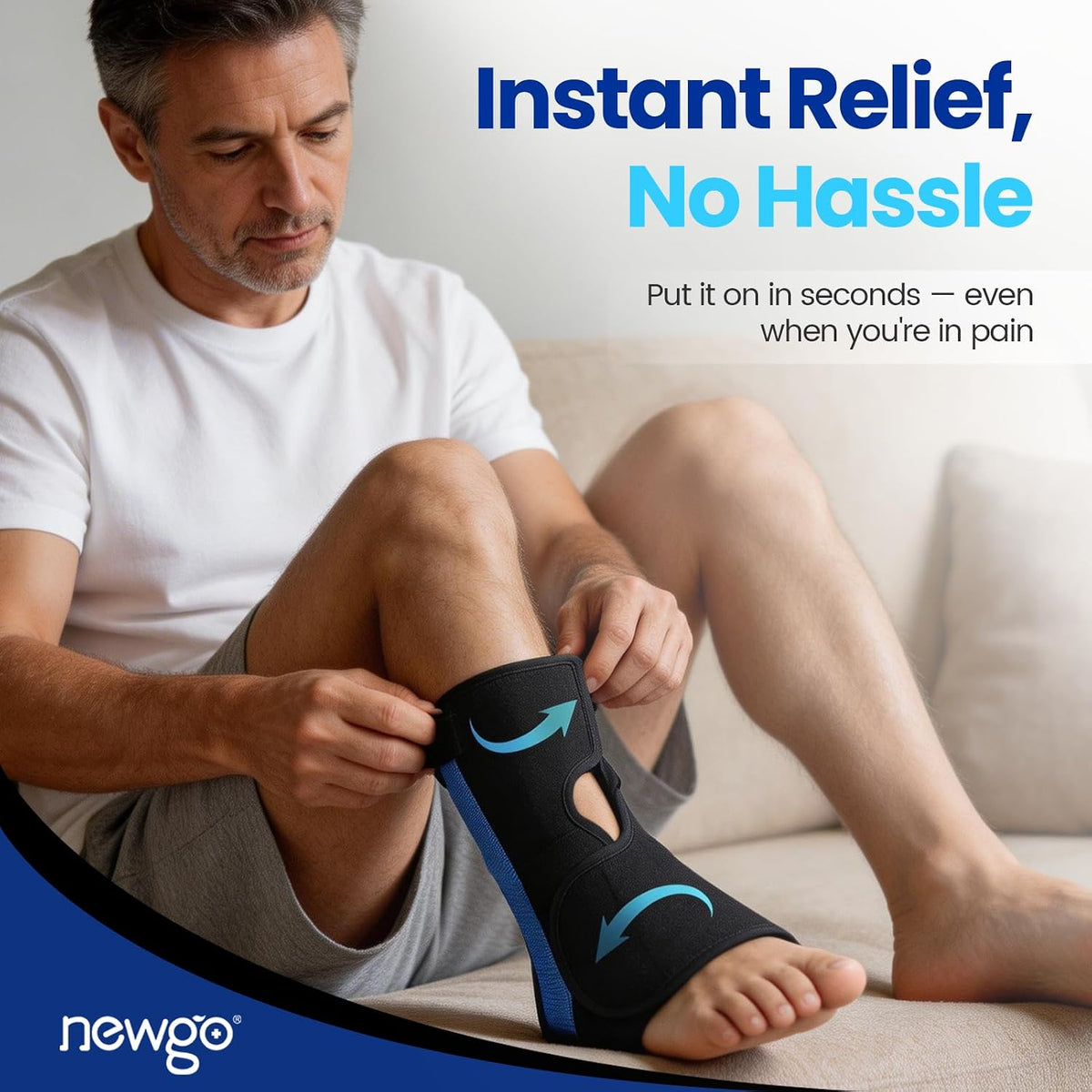 NEWGO Foot Ice Wrap, 60-Min Cold Therapy for Heel Pain & Plantar Fasciitis