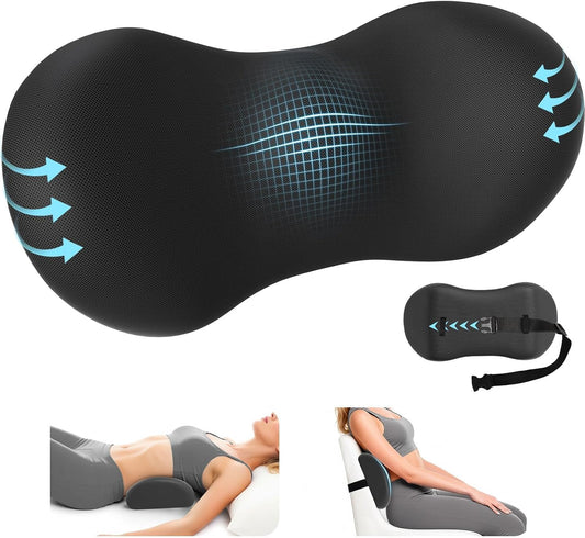 SweetSlubr Lumbar Support Pillow for Office Chair, Back Support, Black