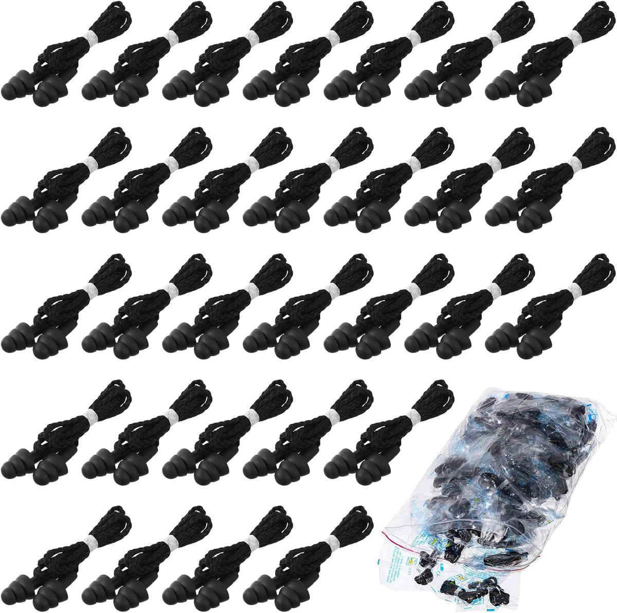 Tondiamo 200 Pairs Ear Plug Bulk with Cord Reusable Silicone, Fresh