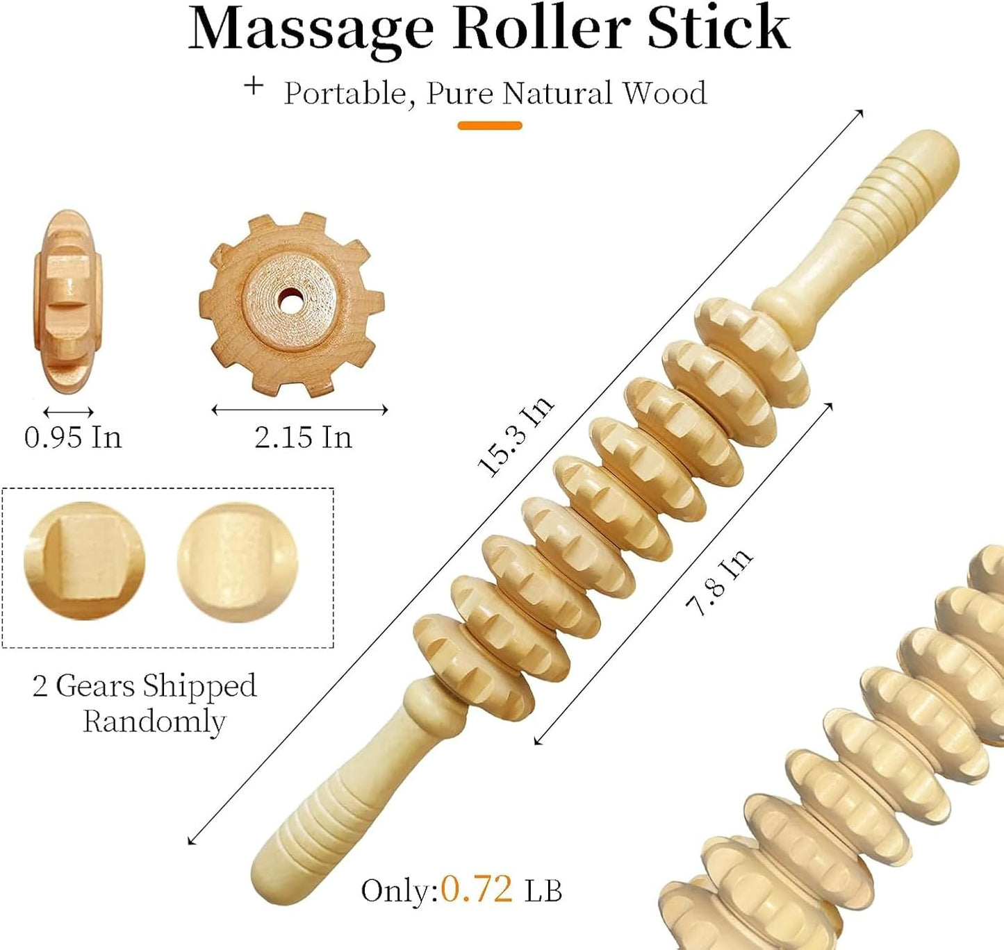 Wood Therapy Massage Tools Manual Massage Roller Stick for Body Sculpting, Maderoterapia Kit- Cellulite Massager for Muscle Pain Relief, Fascia, Cellulite